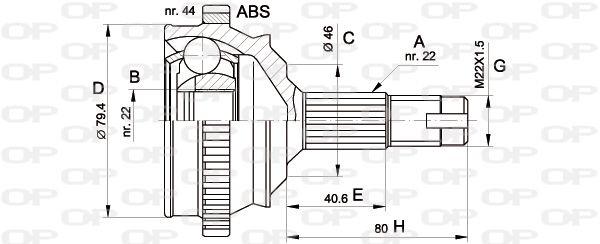 OPEN PARTS jungčių komplektas, kardaninis velenas CVJ5225.10